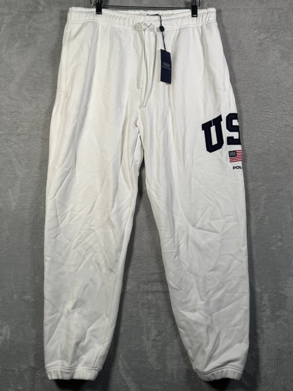 Polo Ralph Lauren Sweatpants Mens L White USA Flag Fleece $140